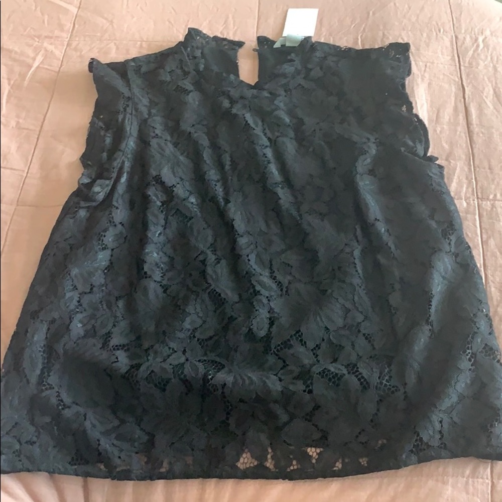 H&M black lace blouse large!